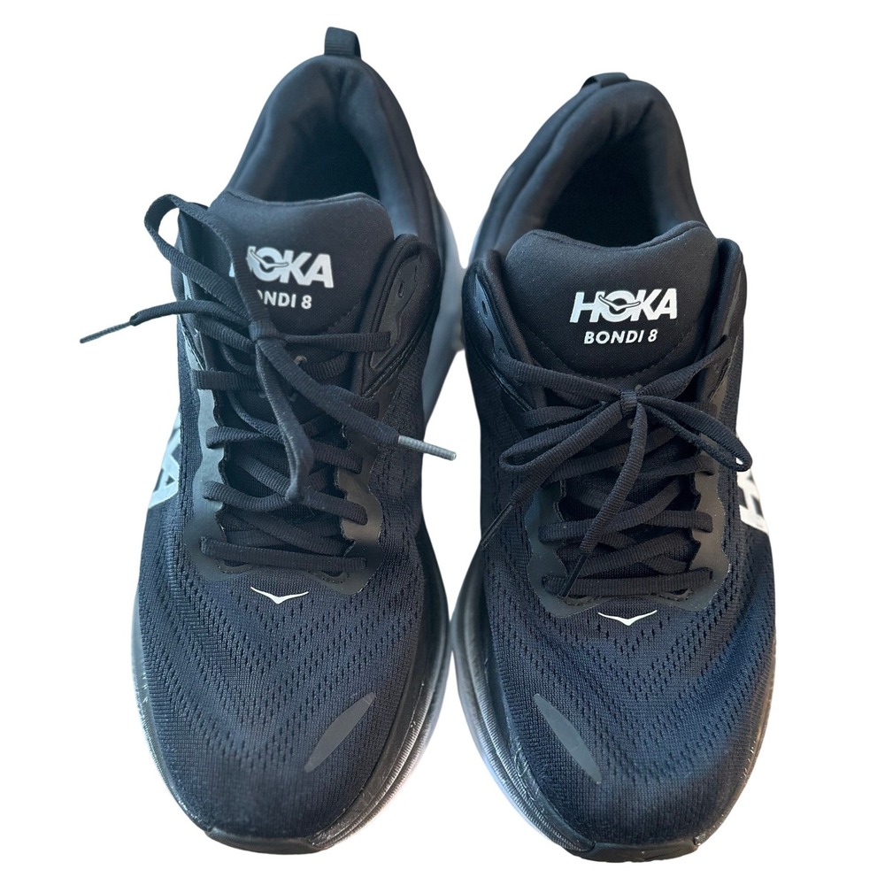 Hoka Bondi 8‎ Mens Running Shoes Black White 1123202 BWHT Size 12D